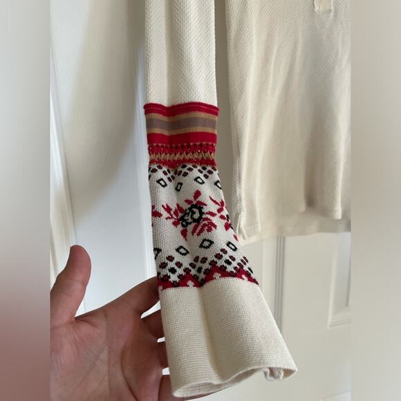 Free People Mikah Layering Cuff Thermal Top in Cream Combo Size Small - Picture 3 of 7